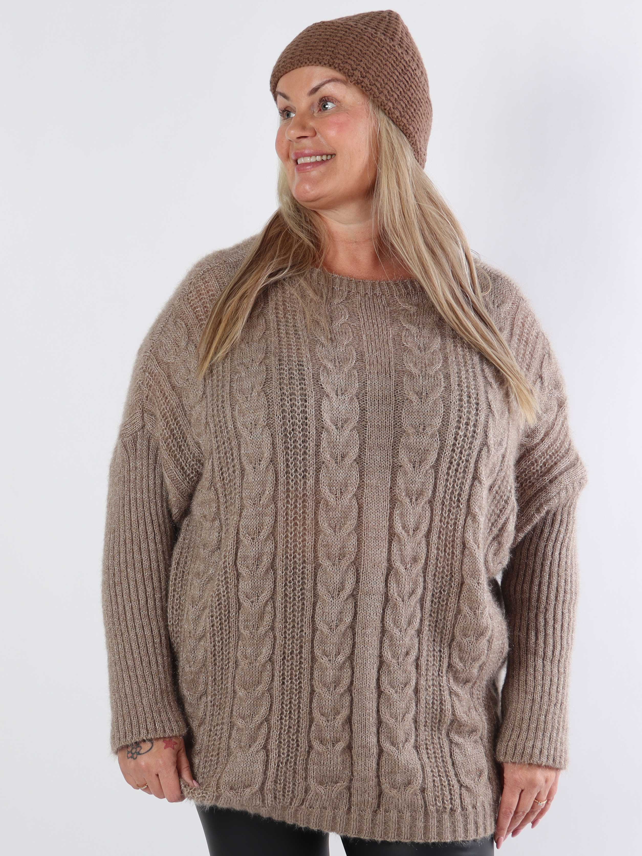 Johanna - Plus size stickad blus i glansig trikå